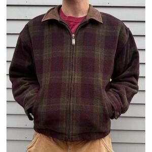 STRUCTURE Le Collezioni Plaid Wool Blend Jacket Men's XL Full Zip Collar